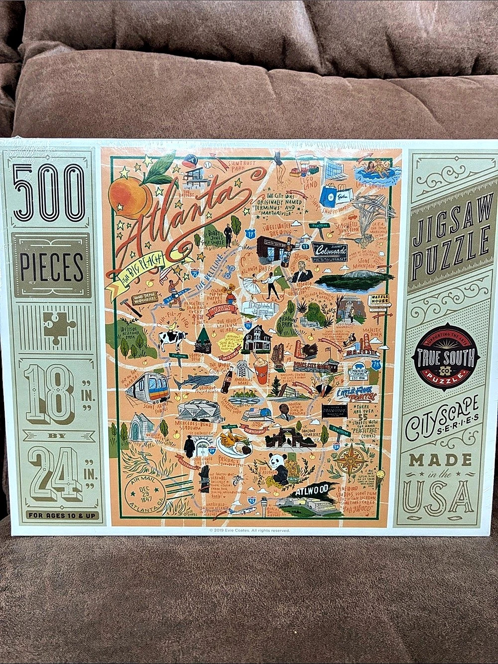 True South Puzzle Company Cityscape Series: Atlanta 500-Piece Atlanta Puzzle NWT
